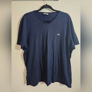 Lacoste Men's Navy Blue V-Neck T-Shirt